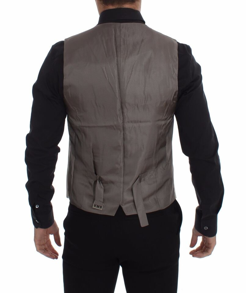 Beige Cotton Stretch Dress Vest Blazer - Image 3