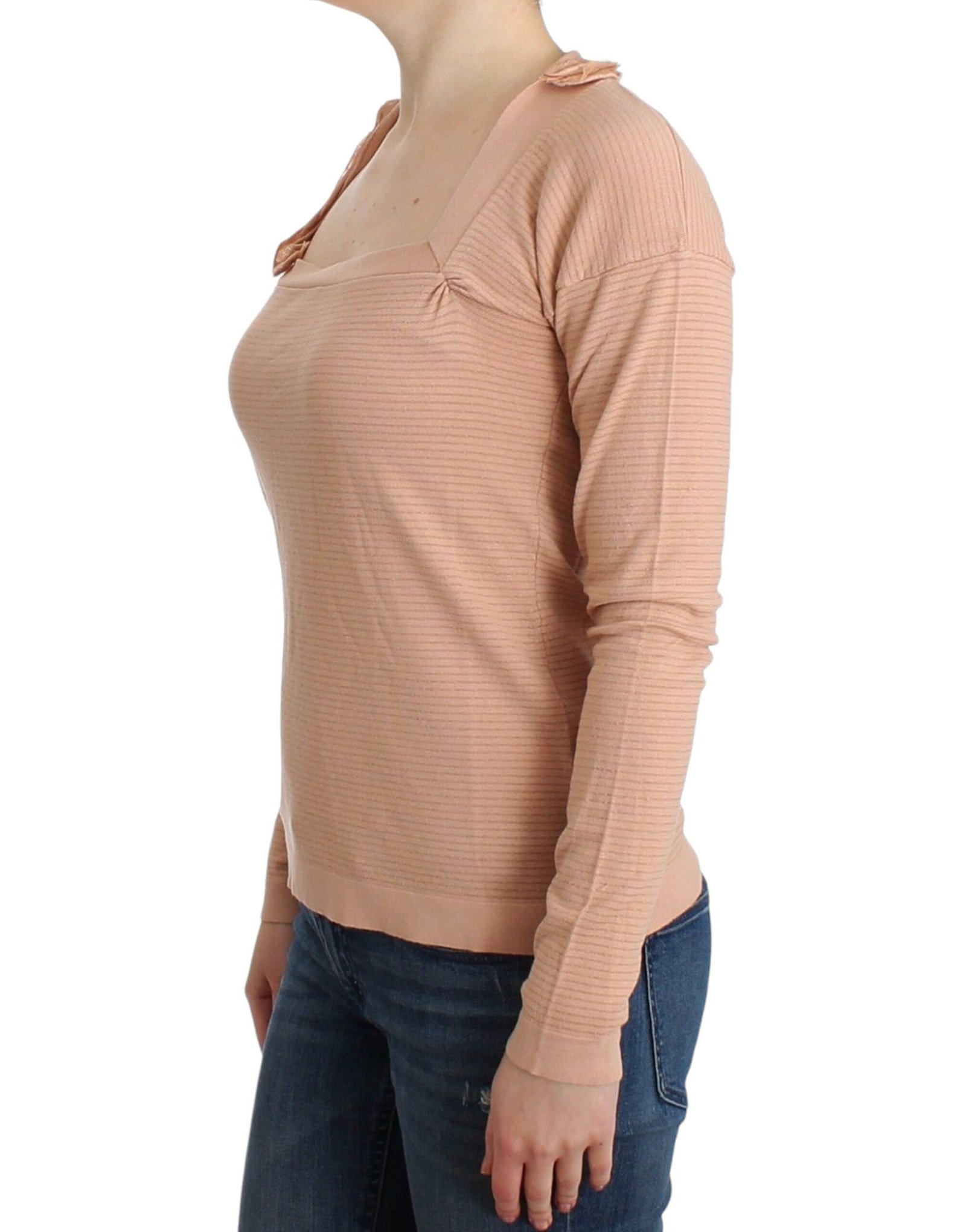Orange Wool Blend Striped Long Sleeve Top - Image 2