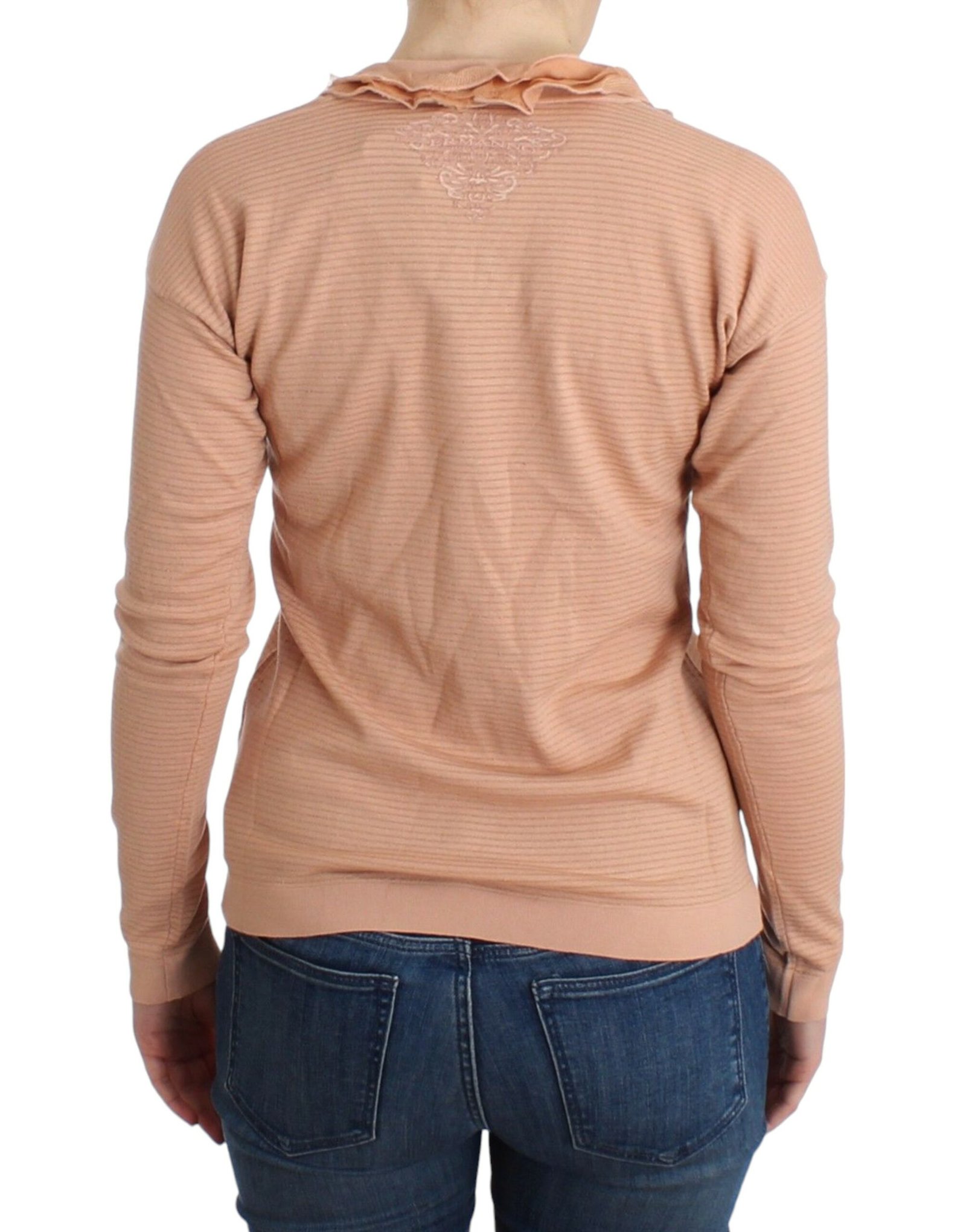 Orange Wool Blend Striped Long Sleeve Top - Image 3