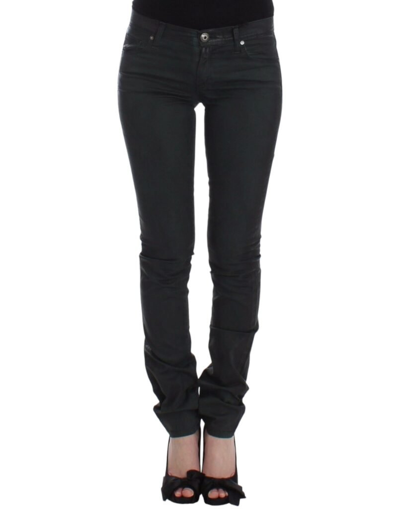 Green Slim Jeans Denim Pants Straight Leg Stretch