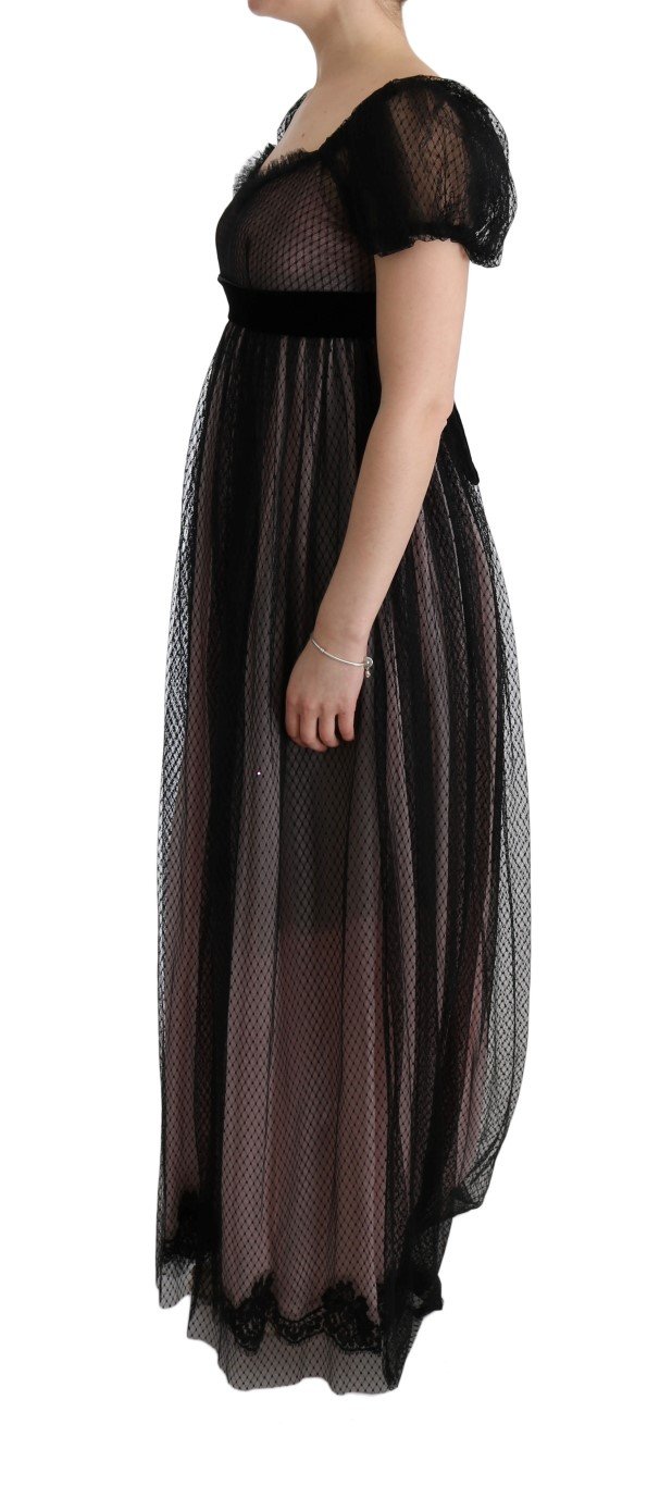 Black Pink Silk Long Shift Dress - Image 2
