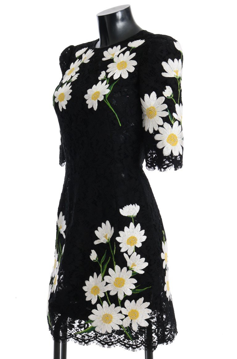 Black Floral Lace Chamomile Sicily Dress - Image 2