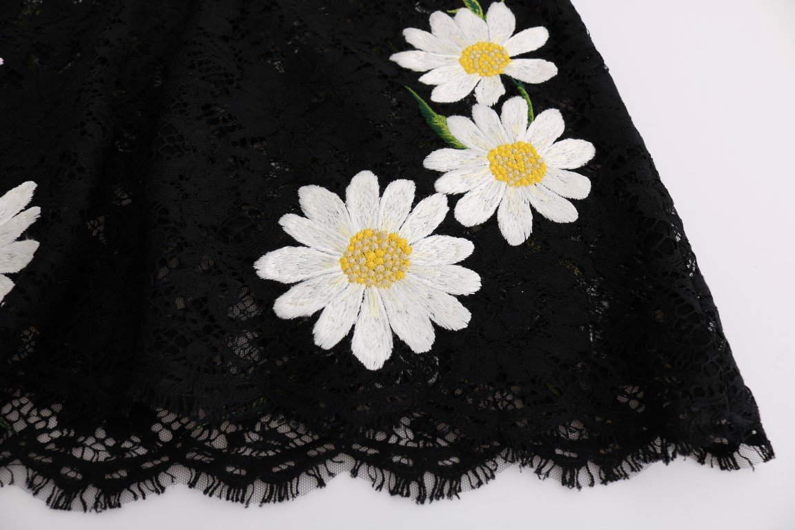 Black Floral Lace Chamomile Sicily Dress - Image 5