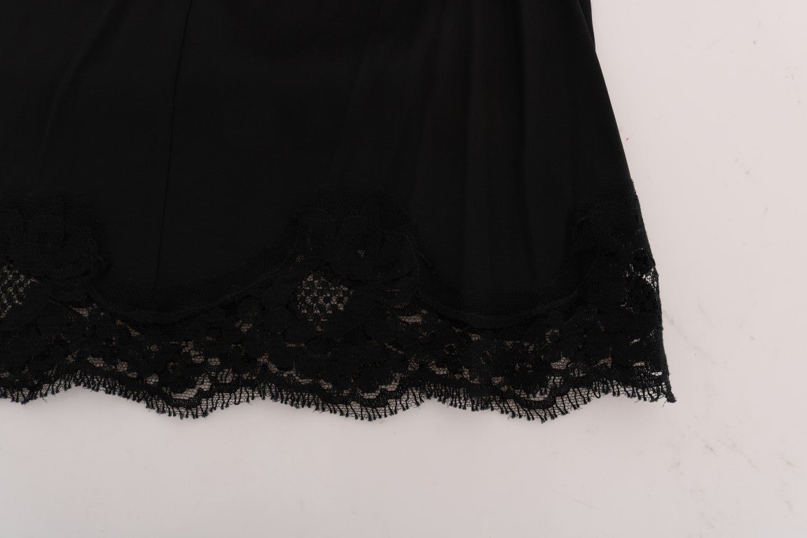 Black Floral Cutout Lace A-Line Skirt - Image 6