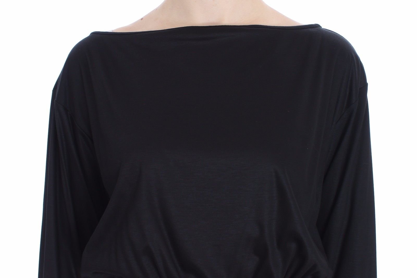 Black Modal Silk Shift Knee Dress - Image 5