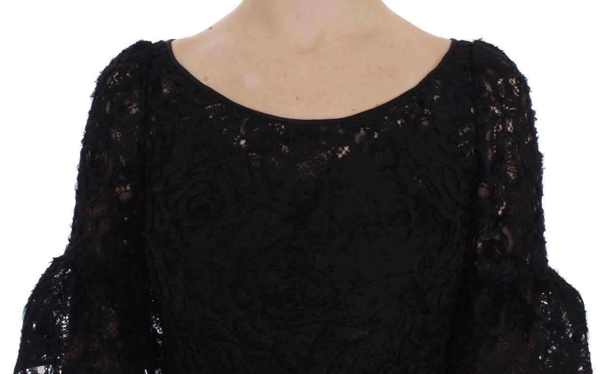 Black Floral Lace Long Bodycon Maxi Dress - Image 5