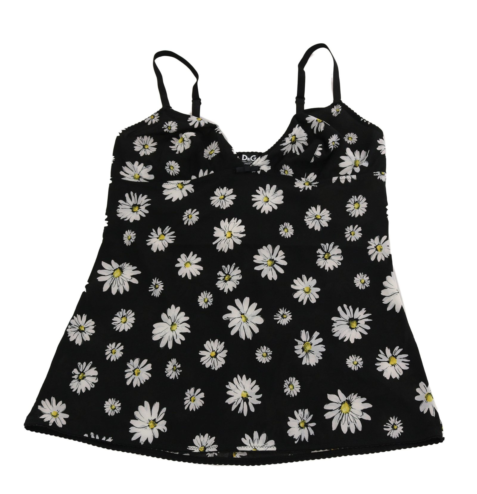 Black Daisy Print Dress Lingerie Chemisole - Image 3